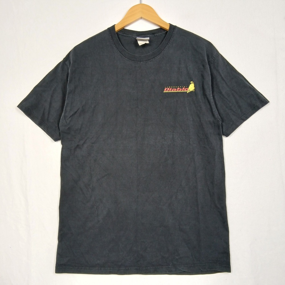 Vintage Jerzees Lamborghini Diablo Graphic T-Shirt Mens Medium Black Cotton